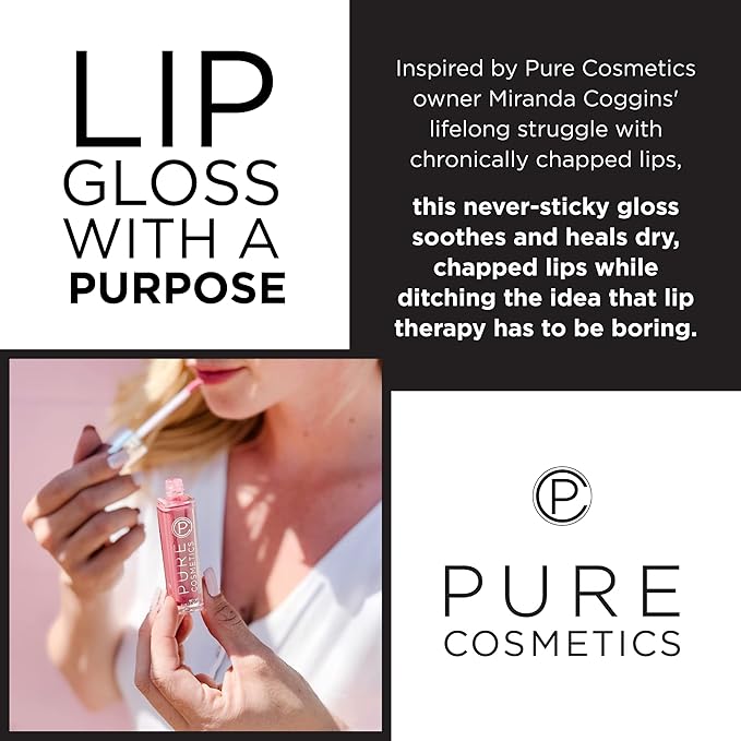Pure Cosmetics Pure Illumination Lip Gloss - LED-lit Applicator w/Side Mirror - Non-Sticky, Moisturizing & Hydrating Lip Glosses - Soothes & Heals Dried Chapped Lips (In the Buff)