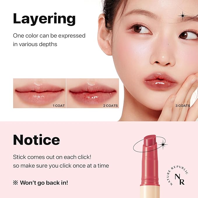 Nature Republic HONEY MELTING LIP (07 LYCHEE) SOFT LIP STICK, Hydrating Gloss, Moisturizing balms, Sheer tint, Shine & Glowy Finish, korean make up
