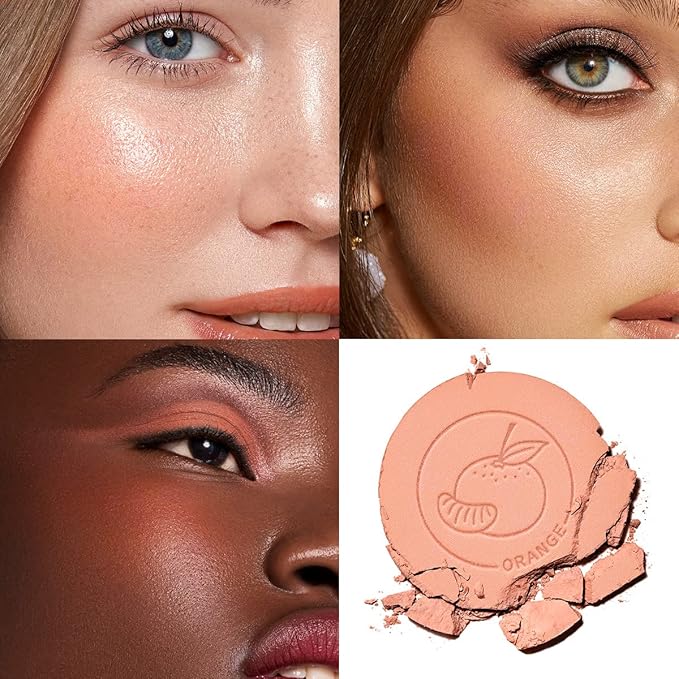 Face Blush, Powder Blush Makeup, Longlasting Highly Pigmented 02 ORANGE