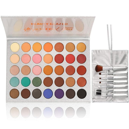 35 Colors Eyeshadow Palette with 7Pcs Makeup Brushes