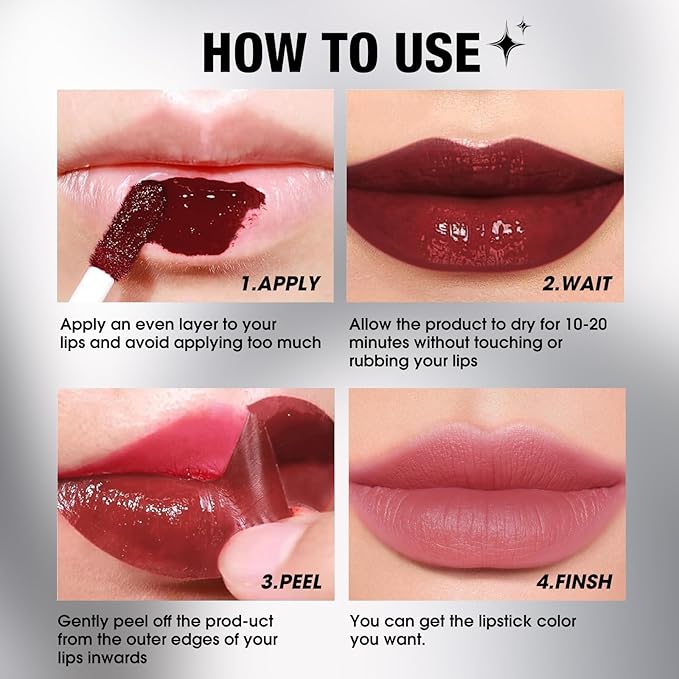 LANGMANNI Long-Lasting Peel Off Lip Liner Set, Waterproof & Smudge-Proof Matte Lip Liners Gift Makeup For Girls（#2）