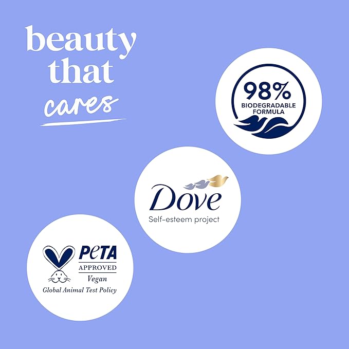 Dove Body Wash with Pump 3 Count Anti-Stress Blue Chamomile & Oat Milk, for 24hr Lotion-Soft Skin Moisturizing Skin Cleanser with No Sulfates No Parabens