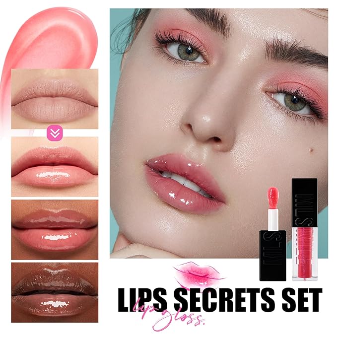 3PCS Hydrating Lip Glow Oil, Moisturizing Lip Oil Gloss,Plumping Lip Gloss,Natural Lip Plumper,No-Sticky Lip Gloss Lip Balm Lip Care for Women,girls 0.33fl oz