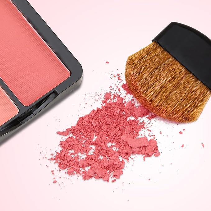2 Colors Matte Blush Palette with Brush,Pink Blush Blusher,Highly Pigmented