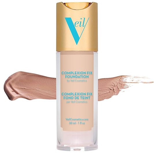 Veil Cosmetics Complexion Fix Liquid Foundation – Buildable Light Porcelain)