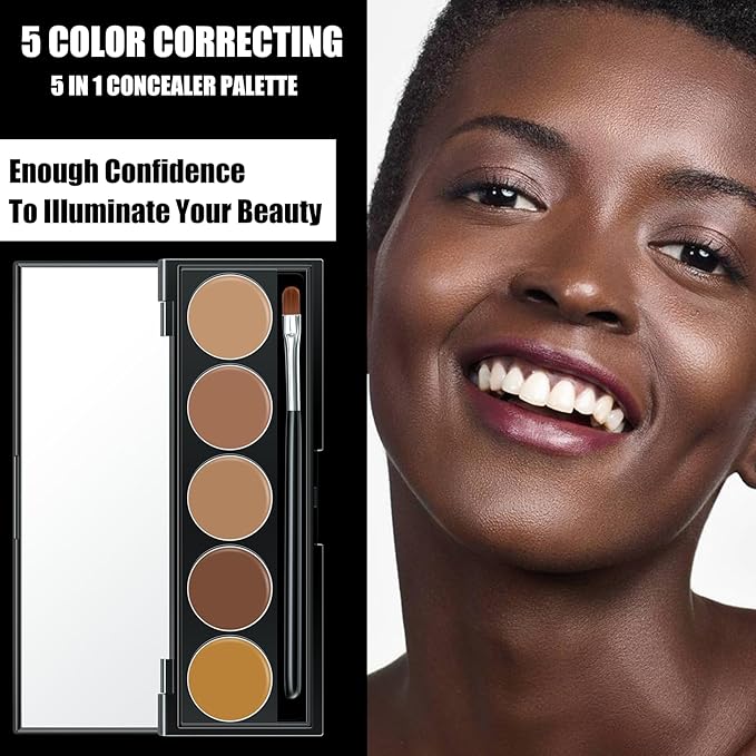 5 In 1 Multi-Use Correcting Concealer Palette,Waterproof Long