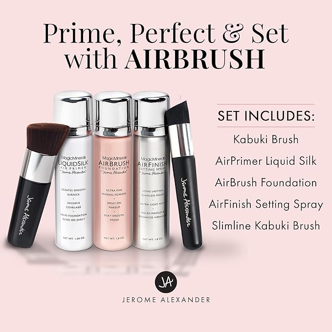 MagicMinerals AirBrush Foundation Set by Jerome Alexander - (Warm Medium)
