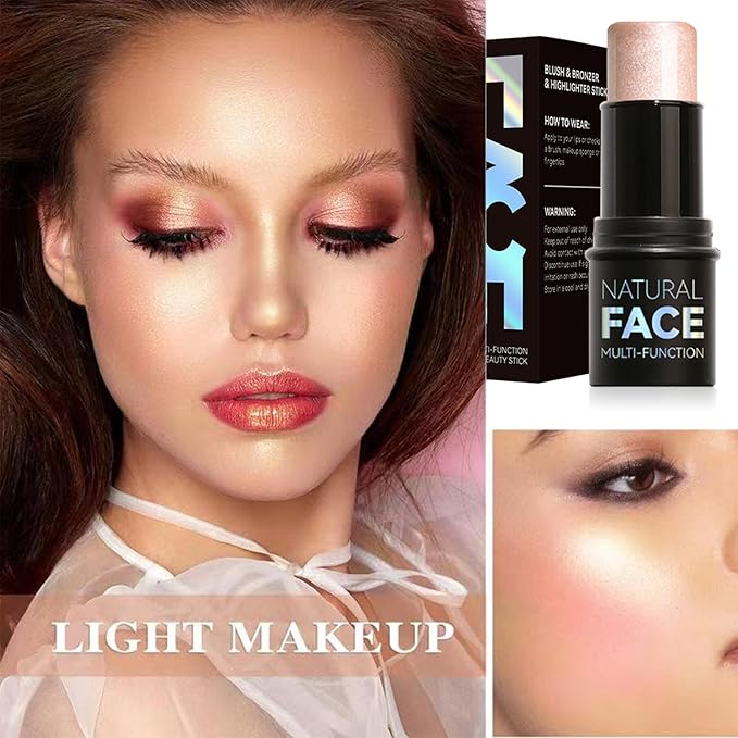 Cream Blush Stick with Brush,Waterproof Multi Cream Blush Skin F2