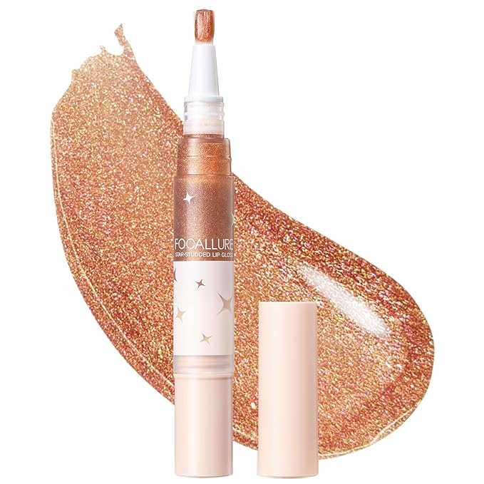 FOCALLURE Glitter Lip Gloss,High Shine Shimmer Lipstick,Long Lasting Plumping Lipgloss,Hydrating,Moisturizing,Non-Sticky and Lightweight Formula for Lip Color,Serein