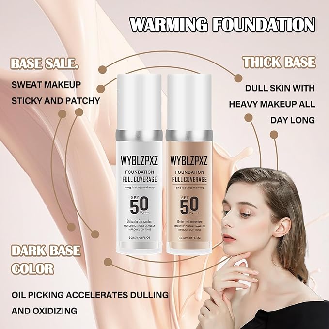 2PCS Color Changing Makeup Foundation Set with Brushes for Women