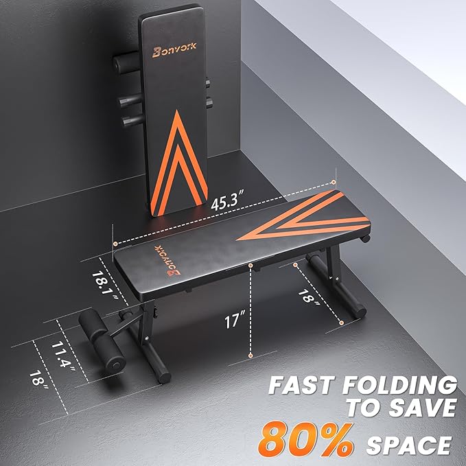 2 In 1 Adjustable Flat Weight Bench - 45.3'' Extended Gym,750LBS Sit 18'' Widened