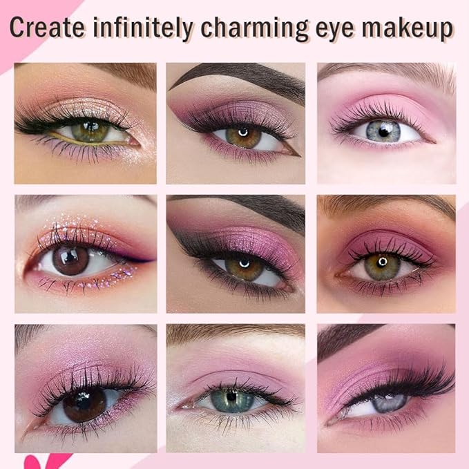 18Colors Purple Pink Nude Shimmery Eyeshadow Palette Makeup,Light Purple Mauve Glitter Sparkly Highly Pigmented Eye Shadow Long Lasting Waterproof Naturing-Looking Blendable for Beginners