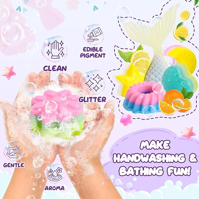 Jcoos Lip Gloss Making Kit 73PCS Lip Gloss Keychain Make Your Own Lip Gloss Kit, DIY Lip Gloss Making kit, Soap Making Kit for Kids, Make Your Own Soap Kit Soap Making Kit Science Kits for Kids Age