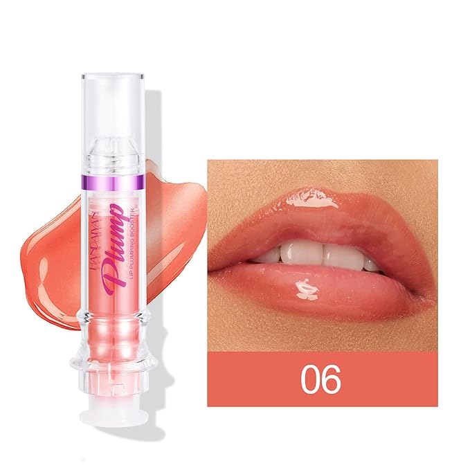 Lip Plumping Booster, Spicy Lip Lipstick, Lifter Gloss, Hydrating, Volumizes High-Shine Lip Plumping Lip Glass Mirror Lip Makeup Lip Glaze Plump & Pout Lip Plumper for Women Girls (06)