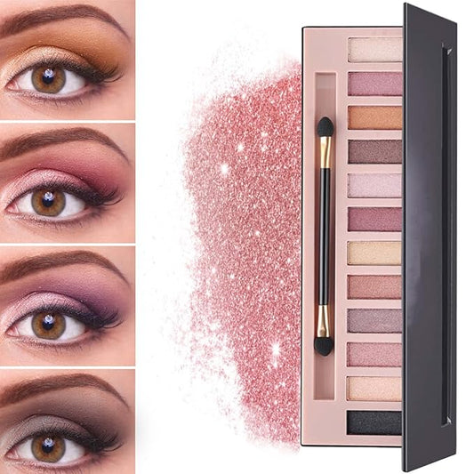 12 Color Naked Eyeshadow Palette,Pearly Earth Color Eyeshadow,Natural