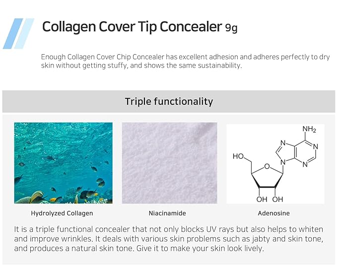 Enough Collagen Cover Tip Concealer - Full Coverage / 9g) 31oz