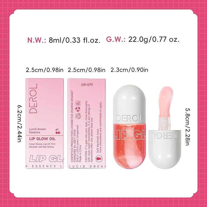 Lip Plumper Gloss High-Shine Liquid Lip Plumping Color, Long-Lasting Plumper Pout, Moisturizing, Non-Sticky With Natural Ginger Extract Portable 6 Colors (02#Grapefruit)