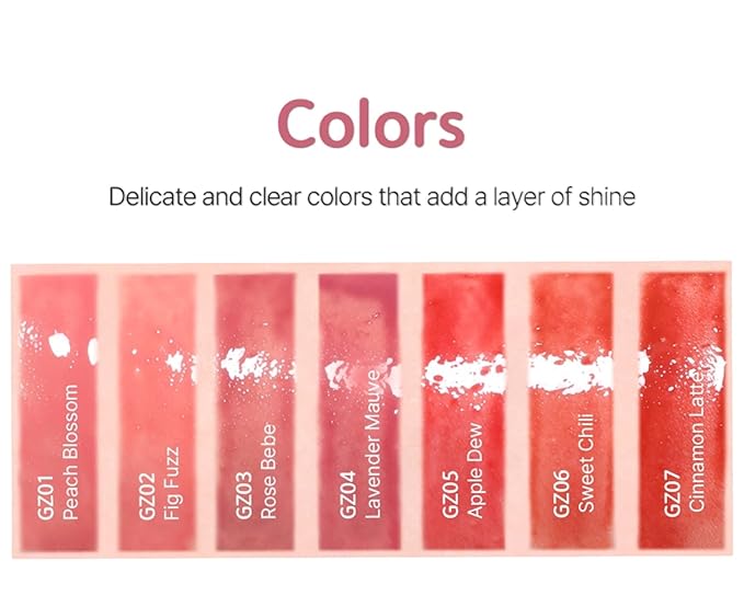 Chewy Lip Glaze, High Shine Lip Gloss, Korean Beauty (GZ07 Cinnamon Latte, 3.5 grams)