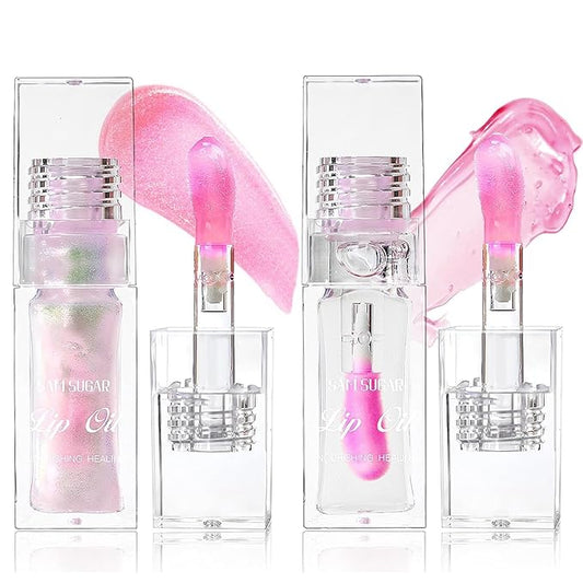 Color Changing Lip Oil,Clear to Pink Magic Big Lip