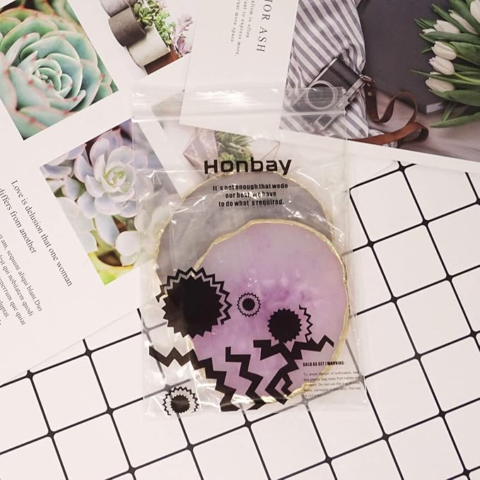 Honbay 2PCS Golden Edge Resin Nail Art Palettes