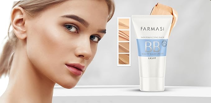 FARMASi Make Up BB Cream Beauty Balm, Full-Coverage Foundation, Concealer, Moisturizer BB Cream for All Skin Types, 1.7 fl. oz. / 50 ml (Light)