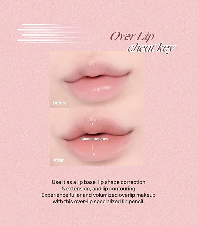 Heart Percent Dote On Mood Lip Pencil, Long-Lasting Creamy Lip Crayon Smooth Color Liner Retractable Lipstick Pencil 0.8g, #06. Rose Beige