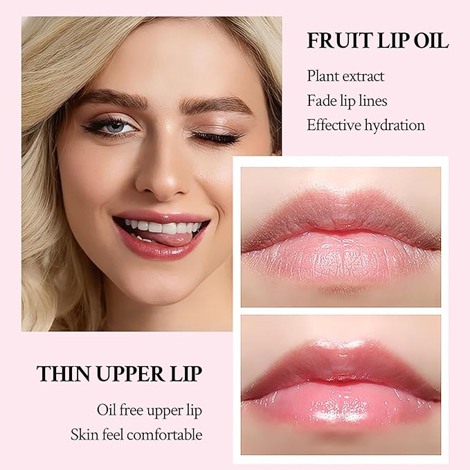 4 Pcs Crystal Jelly Lip Oil, Fruit Flavoured Hydrating