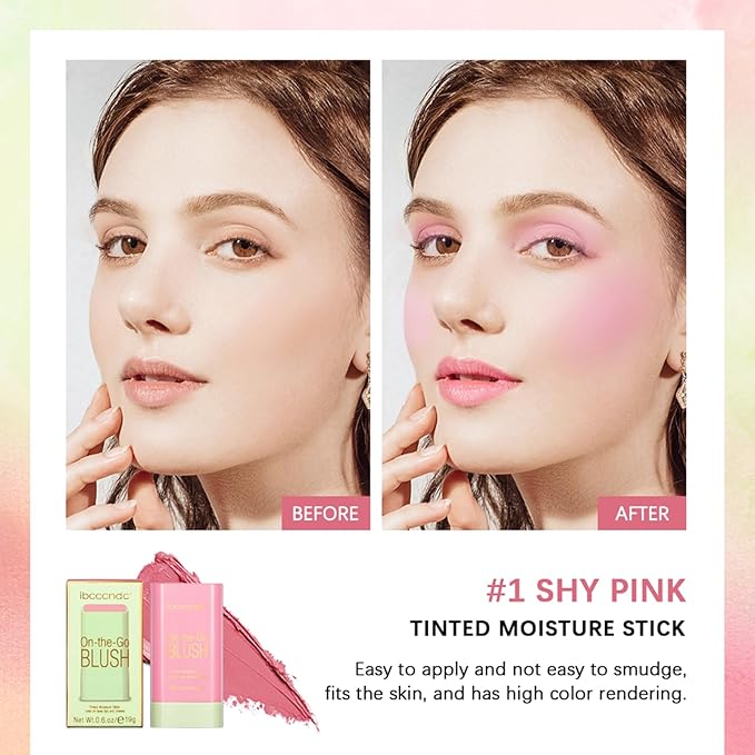 MEICOLY Multi Use Makeup Blush Stick,On-the-Go 2-in-1 Lip