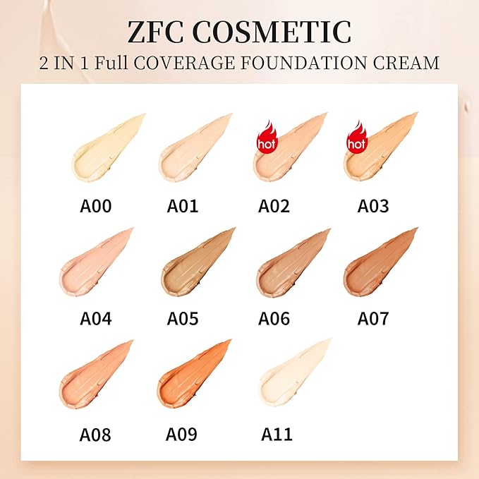 Foundation Makeup Concealer, Medium-to-Full Coverage Foundation Cream, Long