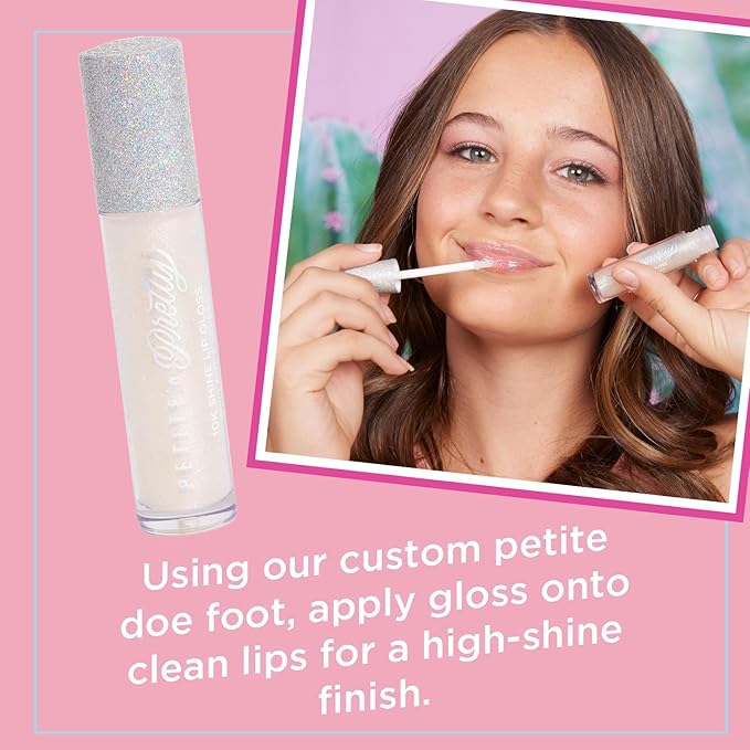 Petite 'N Pretty 10k Shine Lip Gloss Trio Set - Makeup for Kids, Tweens, Teens - High Shine, Lightweight, Made in the USA (Shell Shocked, Diamond Heist, Glow Down)