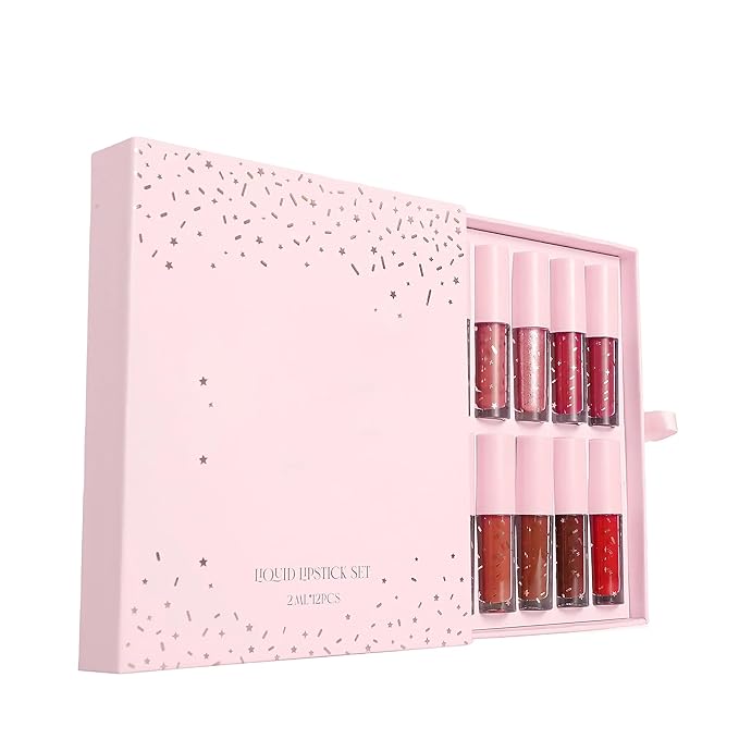 R.Y.M Pack of 12 Pcs Matte, Natural, Moisturizing, Plumper Lip Gloss Sets, Liquid Stick Set Long Lasting for Lip Color, Minimizes lip Wrinkles, with Beautiful Finish