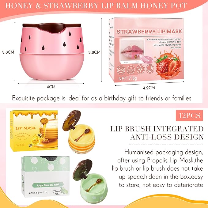 12 Pcs Bee Lip Balm Honey