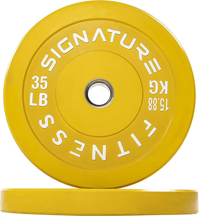 Signature Fitness 2" Olympic Bumper Plate Weight Plates 35LB Single,