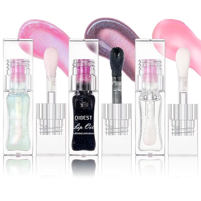 3 Colors Magic Color Changing Lip Oil V2, Boss Up Color Changing Lip Oil, Big Brush Head Hydrating Plumping Lip Oil Tinted, Long Lasting Nourishing Non-sticky Lip Glow Oil for Lip Care