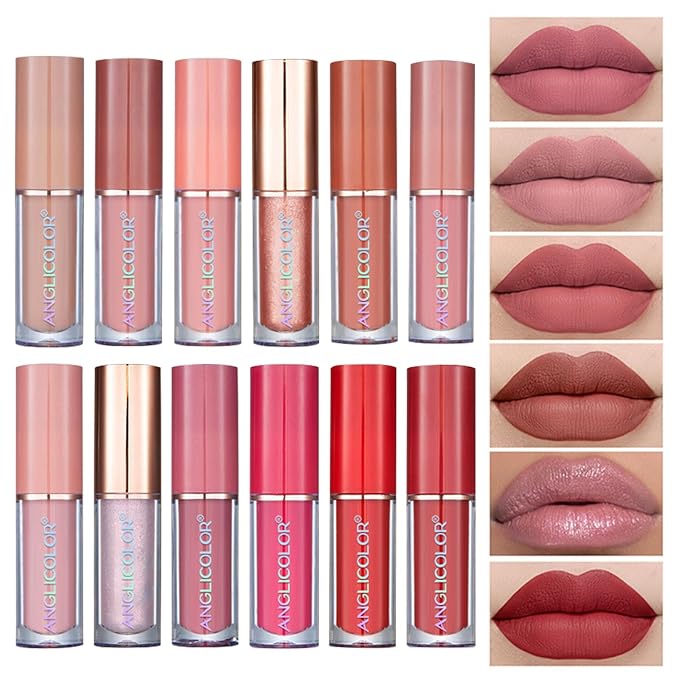 Matte Liquid Lipstick Set,Waterproof Long Lasting Non-Stick Lipstick for Women (12pcs)