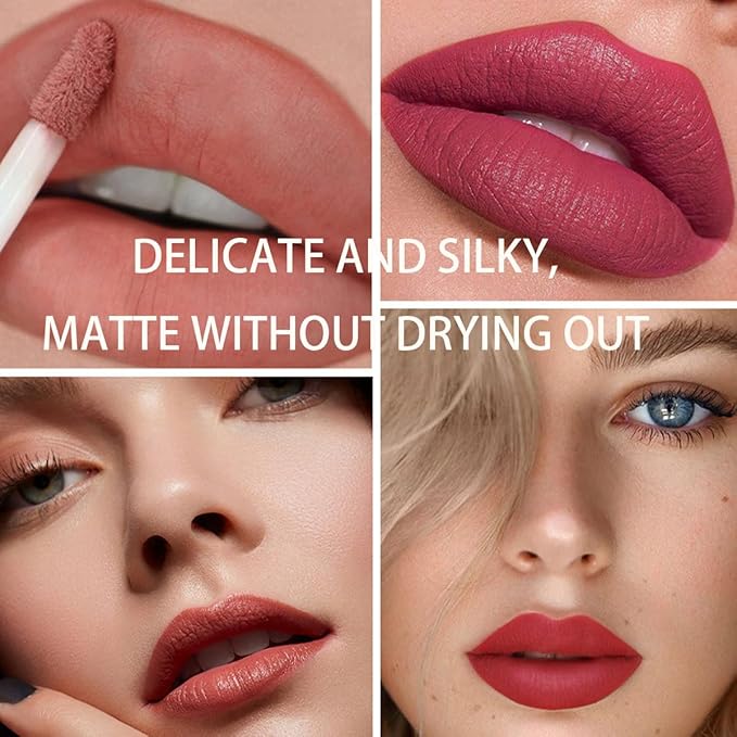 6 Color Set Matte Finish Velvet Lip Stain,Waterproof Gloss,Highly