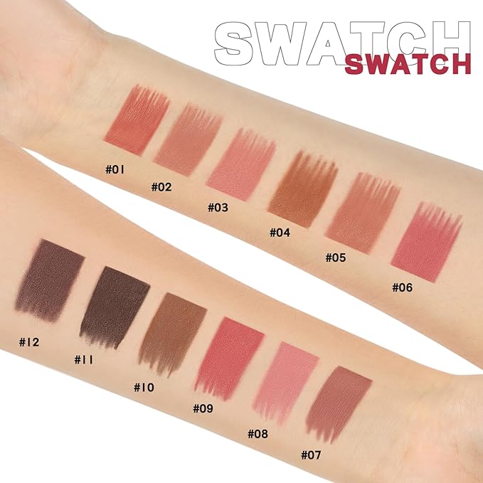 Pudaier Lip Liner Set, 12Pcs Matte Lip Liners with Sharpener, Premium Smooth and High Pigmented Creamy Lip Makeup Pencil