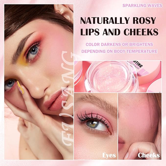 Color Changing Blush,Glitter Color Changing Blusher for Cheeks,Waterproof for Women