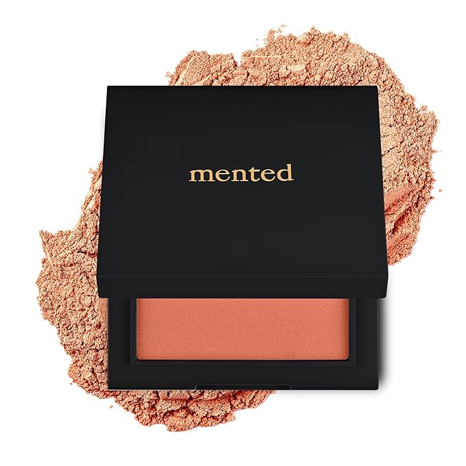 Mented Cosmetics Made in Italy, Cruelty Free Makeup, Vegan, Paraben Free, Shimmer Cheek Blush Palette for Face, Powder Face Blush for Women with Vitamin E, 0.2oz/7g, Peach for the Stars
