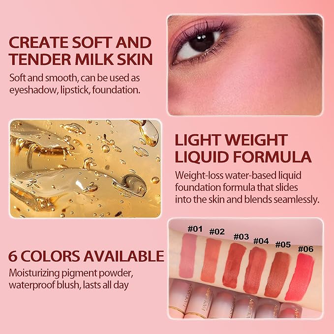 AKARY Mousse Liquid Blush, Soft Cream Makeup Blush, Cheek Tint(06#Mystery)