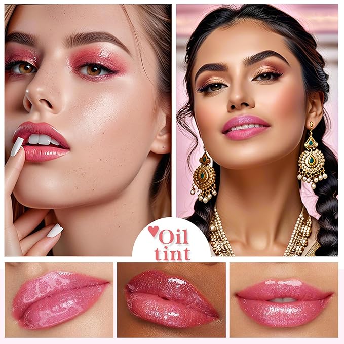 Plumping Lip Oil Tint,Moisturizing Transparent Color Changing Lip Plumping
