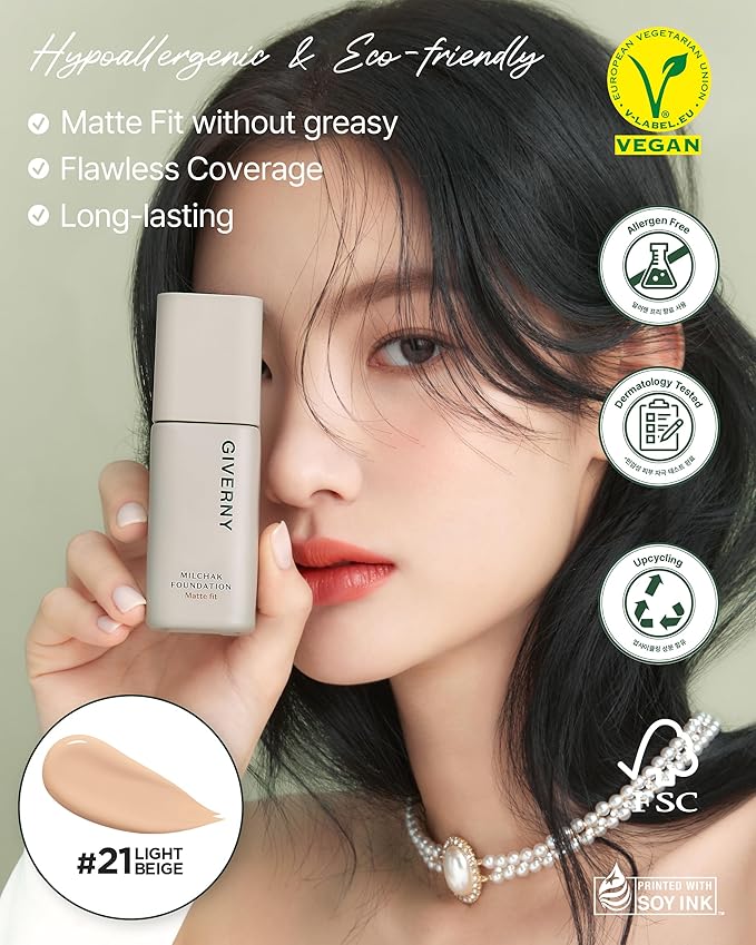 GIVERNY Milchak Matt Fit Foundation #ight beige - 1.01 fl.oz. 21 L