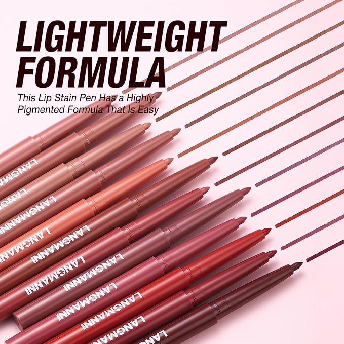 LANGMANNI 8Pcs Sculpting Matte Velvet Lip Liner Set,Smooth Creamy Texture,Waterproof And High Pigmented For Girls Daily Application Lip Makeup(1+2+3+4+5+6+7+8)