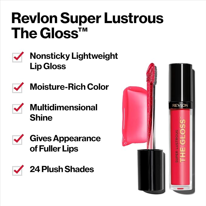 Revlon Super Lustrous Lip Gloss, Non-Sticky, Hydrating, High Shine Finish, Rosy Future, 0.13 oz