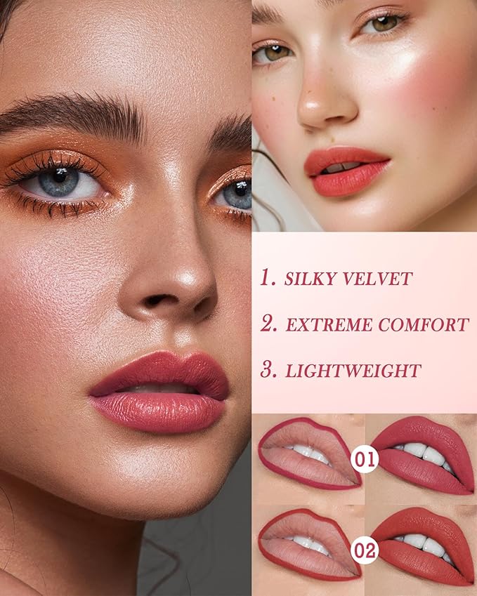 Lip Stain Marker Pen Set, 2Pcs Lip Liner Longlasting