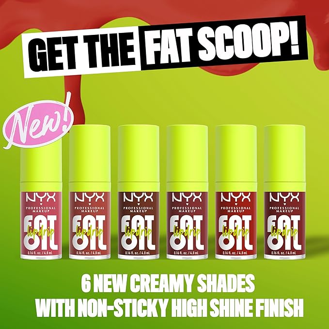 NYX PROFESSIONAL MAKEUP Fat Oil Lip Drip, Moisturizing Lip Oil Gloss, Vegan Tinted Formula, Up to 12 HR Hydration - Inside Scoop (Plum Brown)