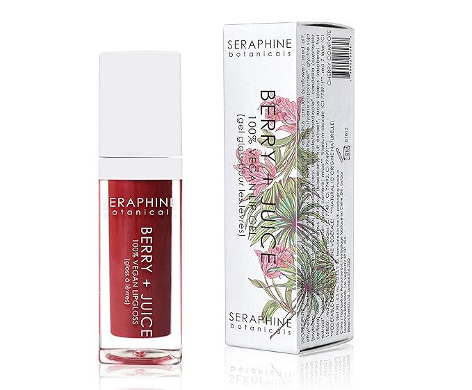 Seraphine Botanicals Berry + Juice - 100% Vegan Lip Gel Tinted Gloss 0.20 fl oz (Cherry Compote)