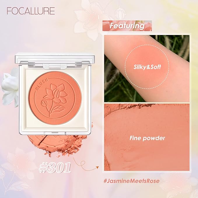 FOCALLURE Powder Palette Blush, Matte Mineral Blush Powder, Blendable, #401