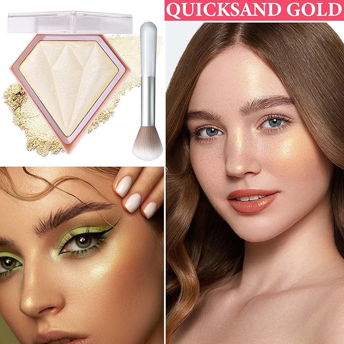 Face Glitter Blush Shimmer Waterproof Highlighter Blusher Powder,Facial