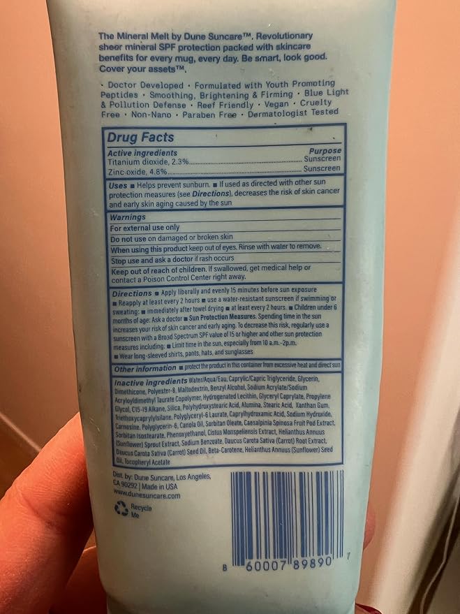 The Mineral Melt - Award-Winning Broad Spectrum SPF 30 Mineral Sunscreen. Clinically-proven Anti-Aging, Sun Protector Hydrating, Skin-Brightening for all skin types, Fragrance Free (1.7 Fl Oz)
